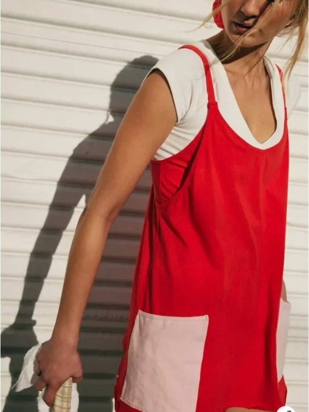 FP Movement Free People Hot Shot Colorblock Mini Dress - Flame Red - Size Small